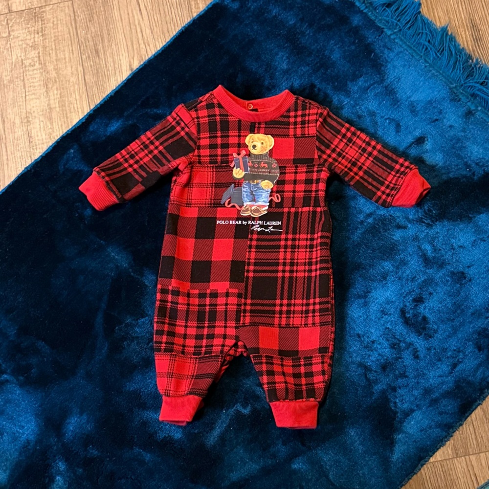 Polo by Ralph Lauren Red Plaid Baby Onsie